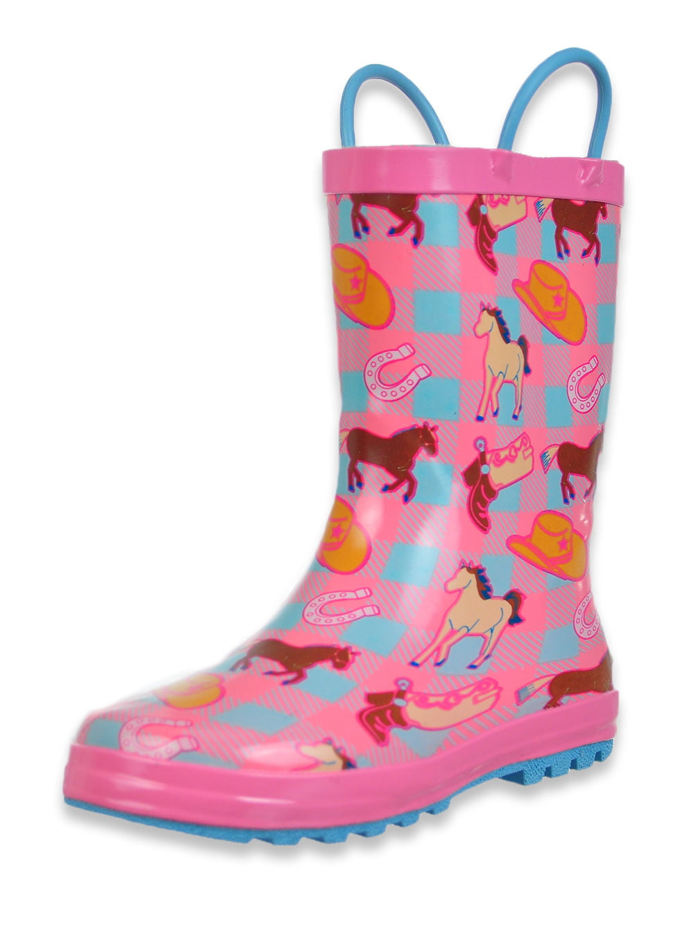 Stormwells Girls Floral Print Short Wellington Boots Mauve/Pink