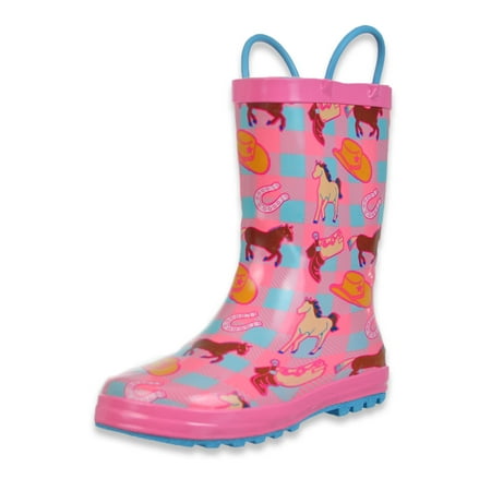 

AQUAKIX Girls Cowgirl Rain Boots - pink 12 toddler