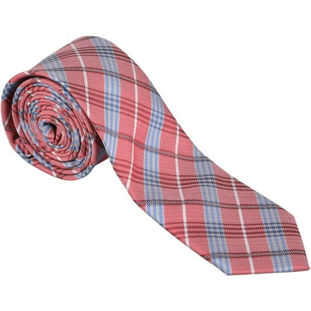 Daxx Men's Plaid Print Silk Touch Microfiber Skinny Tie