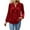 QRN2-Red, variant on Meichang Velvet Blouses for Women Dressy Casual Long Sleeve Notch V Neck Button Up Henley Shirts Vintage Velour Business Work Top