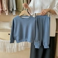 thumbnail image 2 of lnmuld Two Piece Outfits Stylish Toddler Outfit Set Cozy Long Sleeve Shirt and Comfy Sweatpants for Girls and Boys Solid Color Size:3-4 Years, 2 of 9