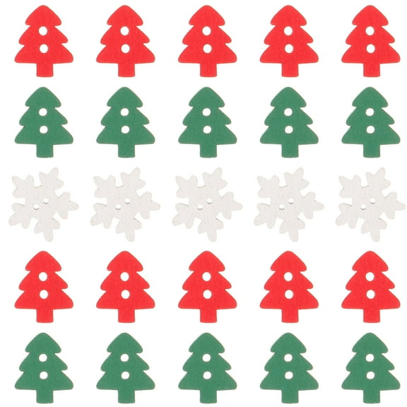 Dytern Christmas,100pcs Cartoon Christmas Wooden Buttons Painting Buttons DIY Craft Embellishments (Mixed Style)