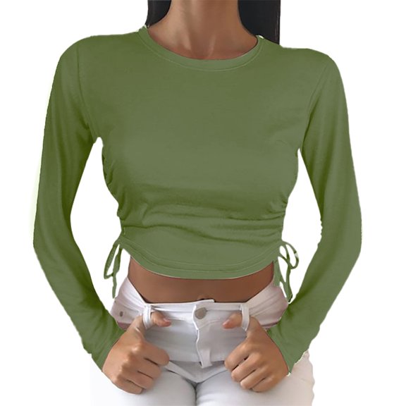 Ketyyh-chn99 Womens Tops Long Sleeve O-Neck A Line Tunic Blouse AG,L