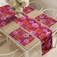 thumbnail image 2 of Ambesonne Floral Table Runner & Placemats, Warm Toend Daffodil Petals, Placemat 4 pcs + Runner 16"x90", Pink Dark Magenta and Scarlet, 2 of 2