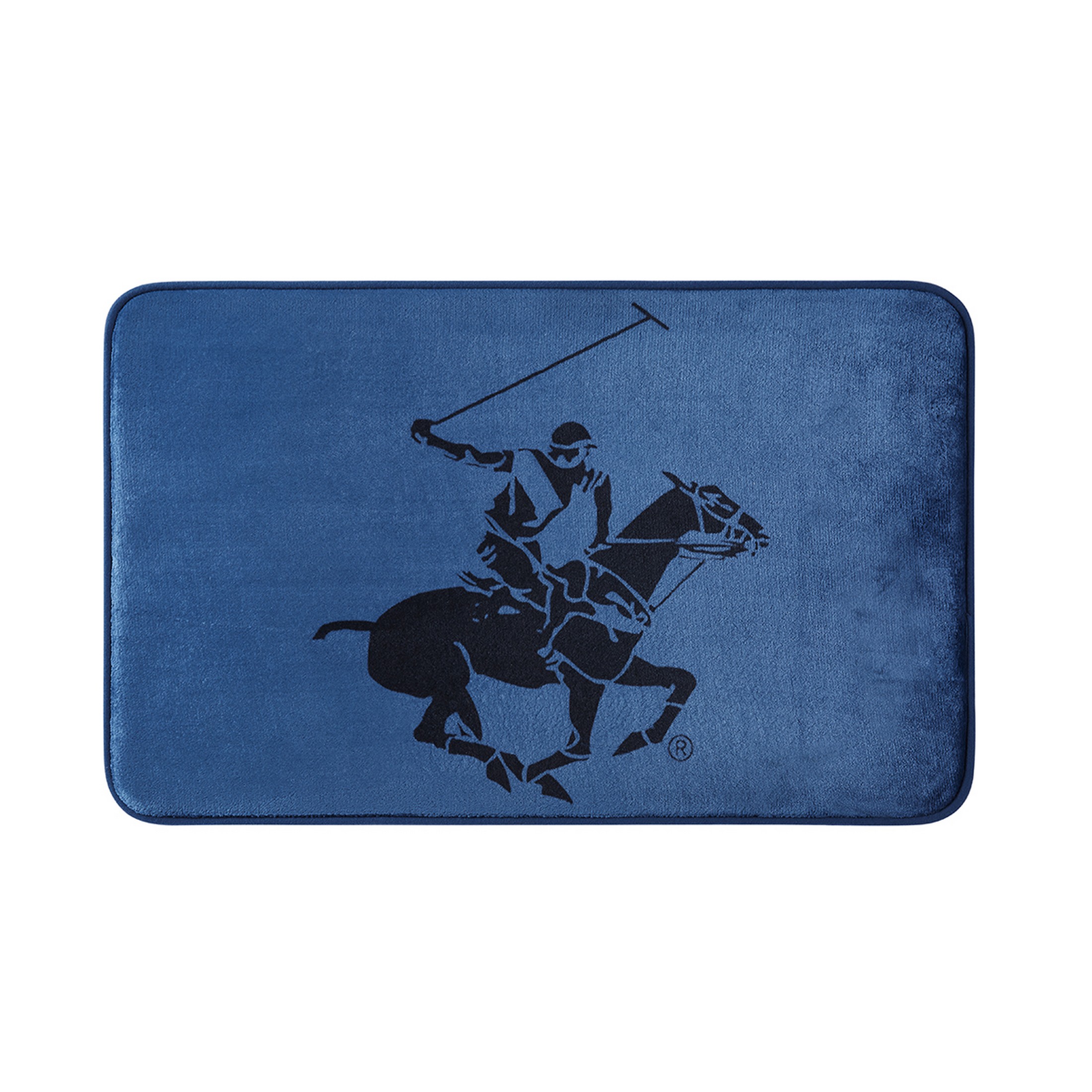Beverly Hills Polo Club Logo Navy Polyester Bath Rug. 20" x 32"