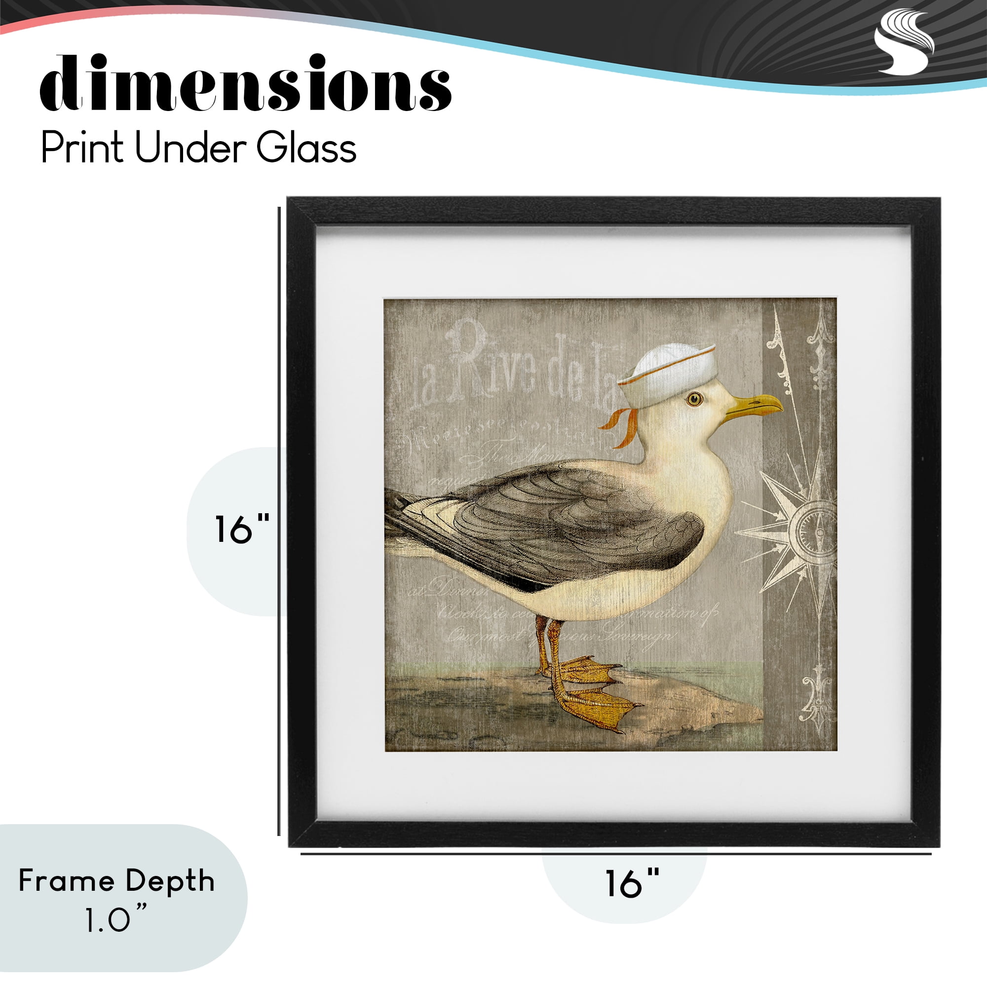 Stupell Industries Rustic Little Seagull Black Framed Print Under Glass, design by Suzanne Nicoll