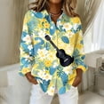 thumbnail image 2 of Hawaiian Shirts for Women Summer Button Down Shirts Casual Long Sleeve V Neck Shirts Floral Top Aloha Luau Outfits, 2 of 5