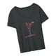 thumbnail image 5 of Camisetas de cuello redondo para mujer, camisetas de verano de moda, transpirables, holgadas, camisetas de manga corta para deportes, compras, desplaz Gris oscuro, 5 of 8