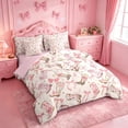 thumbnail image 2 of meiyoeat Girly Cowgirl Boot 7-Piece Twin Bedding For Kids, Coquette Bow Print Bedding Comforter Set For Girls,Pink Reversible, 2 of 7
