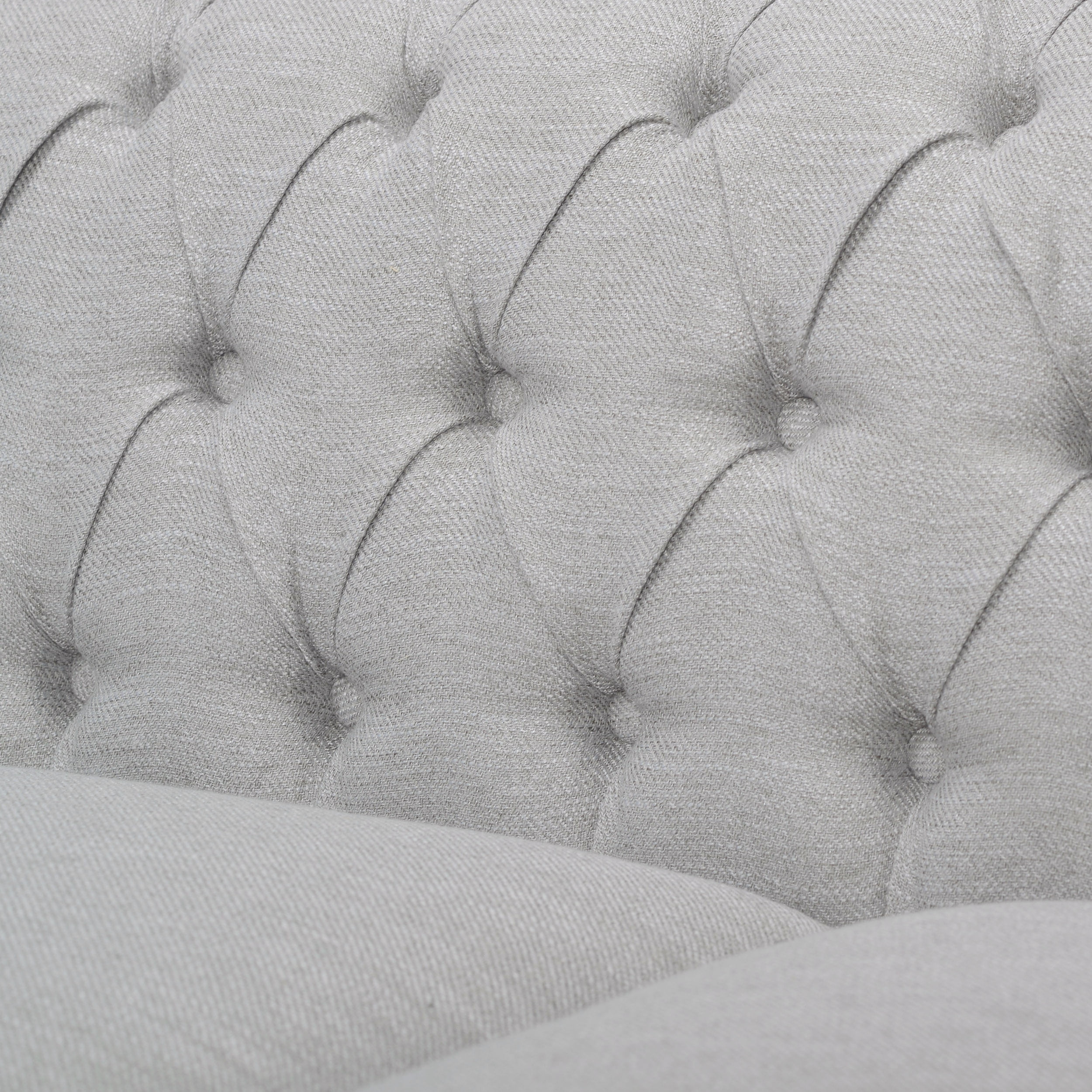 Noble House Augus Fabric Upholstered Sofa, Cloud Gray, Dark Brown