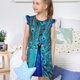 thumbnail image 4 of Balery Beautiful Blue Peacock Camisón de princesa para niñas, pijama de algodón con mangas abullonadas, suave y bonito.-Medium, 4 of 6