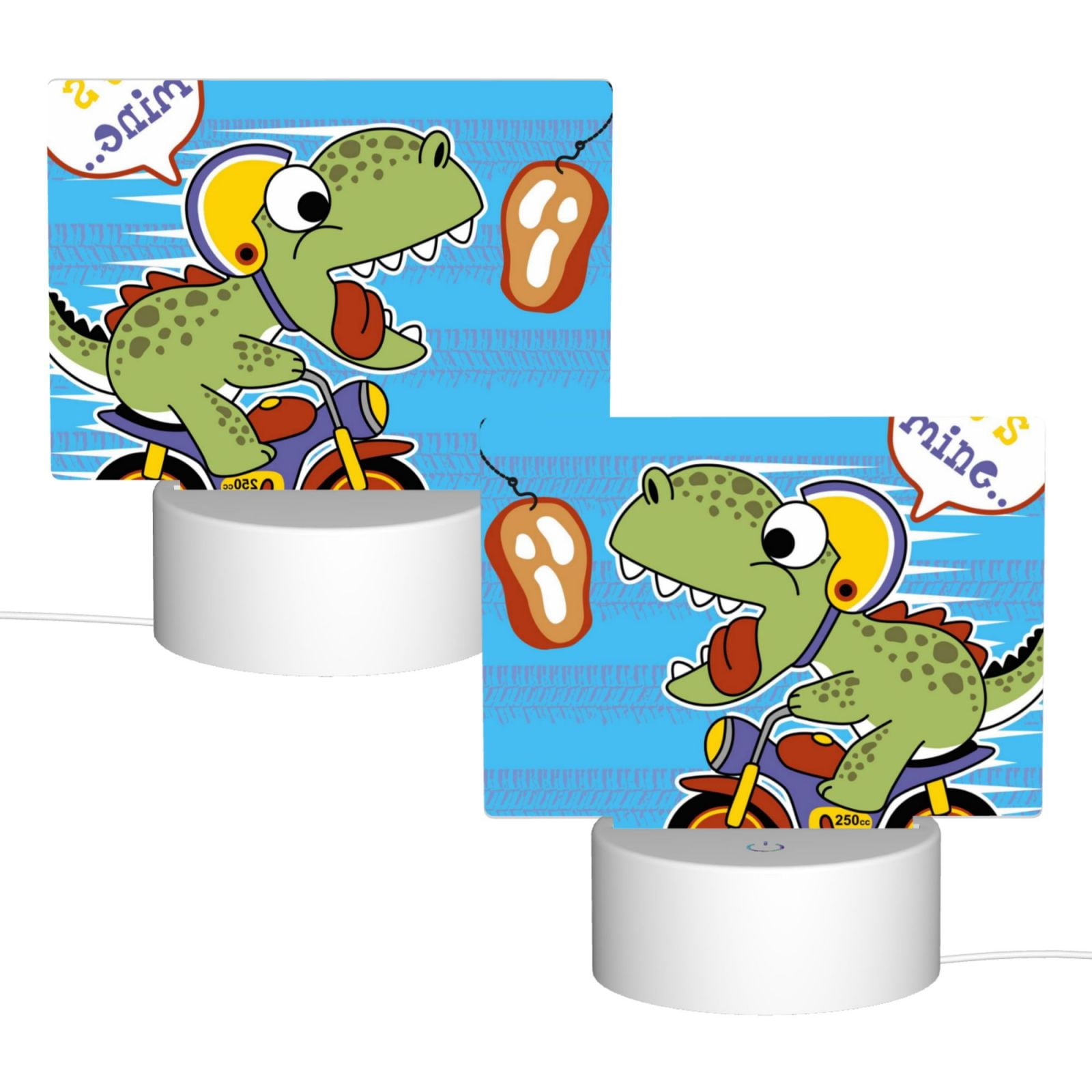 Vsdgher Dinosaur Riding a Motorcycle Rectangular Acrylic Night Light Acrylic Sleep Night Light Friend Gifts for Birthday Gifts for Women Teens Boys Girls