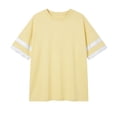thumbnail image 4 of Daznico Women's Crew Neck Drop Shoulder Oversized Short Sleeve Striped T Shirt Casual Summer Tops,L, 4 of 4