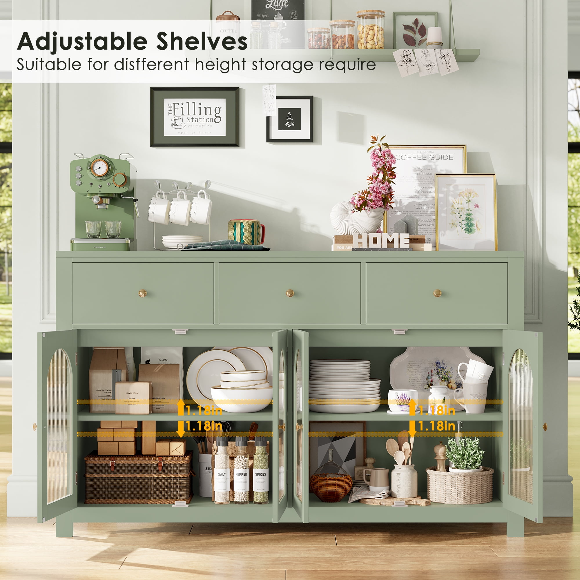 Homfa 55'' Large Sideboard Buffet Cabinet, Kitchen Storage Homfa 55'' Large Sideboard Buffet Cabinet, Kitchen Storage