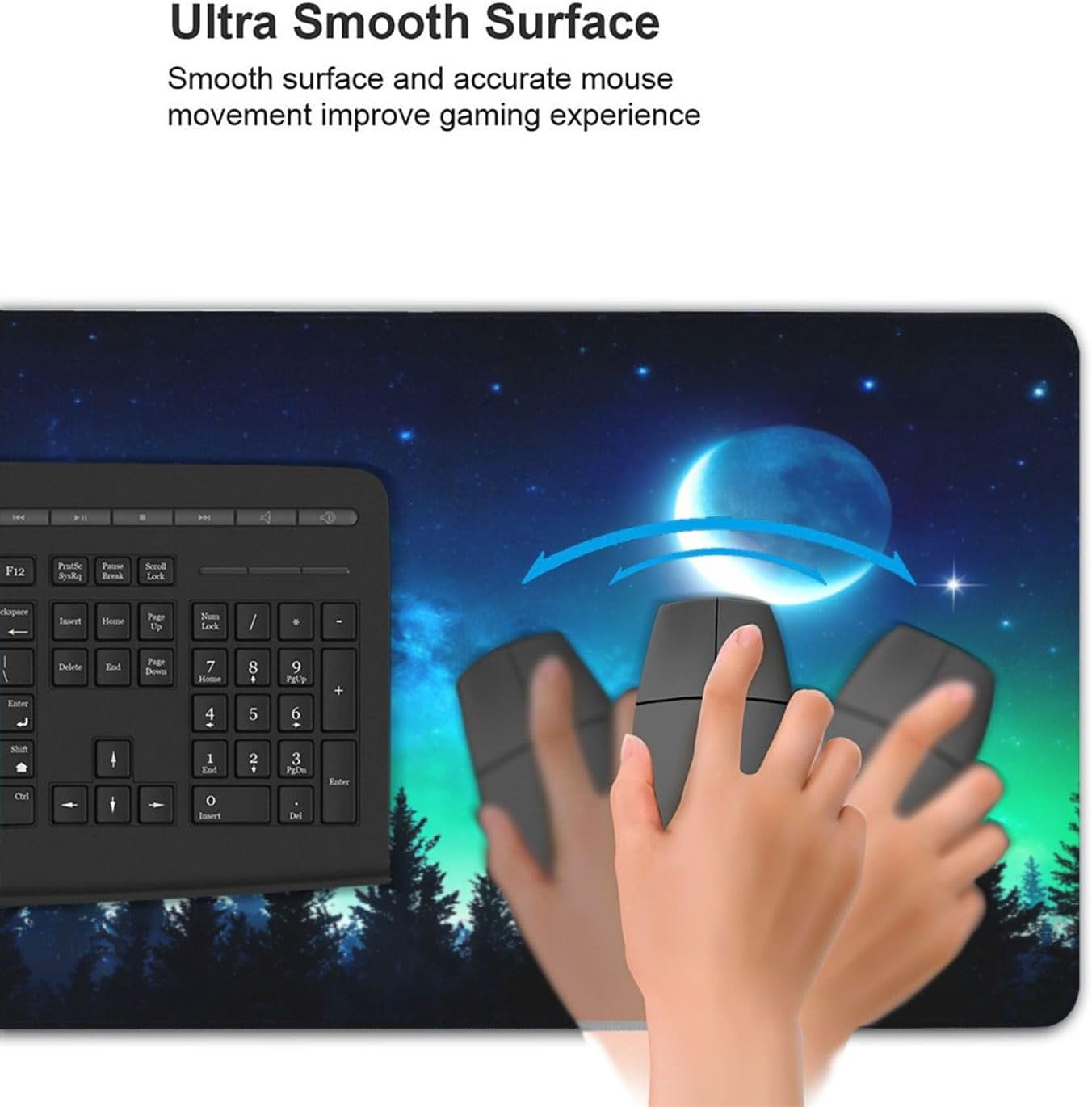 Gaming Mouse Pad,Large Mouse Pads for Desk,Non-Slip Rubber Base Extended Mousepad,XXL Keyboard Mouse Mat,Stitched Edges Computer Keyboard Desk Pad,35.4x15.8inch,Forest Moonlight