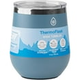 thumbnail image 3 of ThermoFlask Drinkware Collection - 12 oz Insulated Wine Tumbler with Leakproof Push N Sip Lid, Dusty Blue, 3 of 5