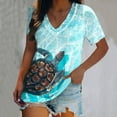 thumbnail image 2 of asdoklhq Juniors Plus Blouses & Shirts,Women Summer Tops Sea Turtle Printed Short Sleeve V-Neck T Shirts Coastal Tees Holiday T-Shirt Casual Loose Fit Blouse, 2 of 7