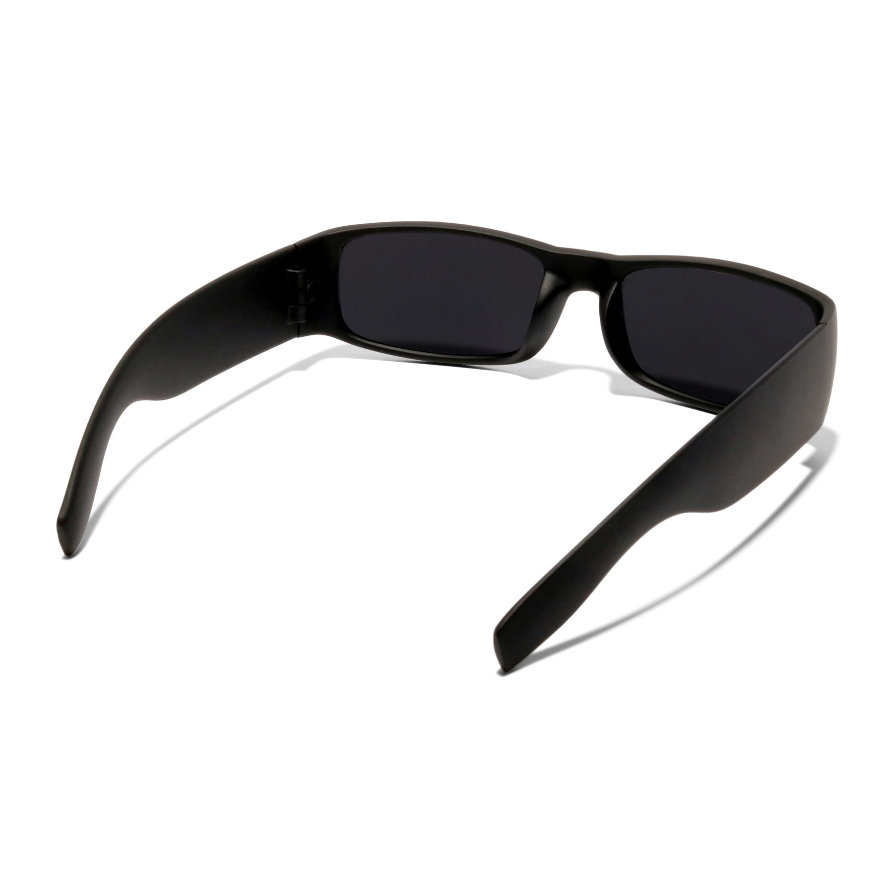 KACE by ShadyVEU Super Dark Lens Unisex Rectangular Flat Top Wraparound Sunglasses, Black