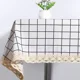 thumbnail image 5 of Mantel de tela de lino y algodón lavable con borlas, cubierta de mesa bordada a prueba de polvo para cocina, comedor y granja, 5 of 5