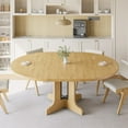 thumbnail image 3 of iPormis 59" Round Extendable Dining Room Table for 6, Modern Oval Kitchen Table with Heavy Duty Wood Base, Dinette for Kitchen Living Room,Oak, 3 of 8