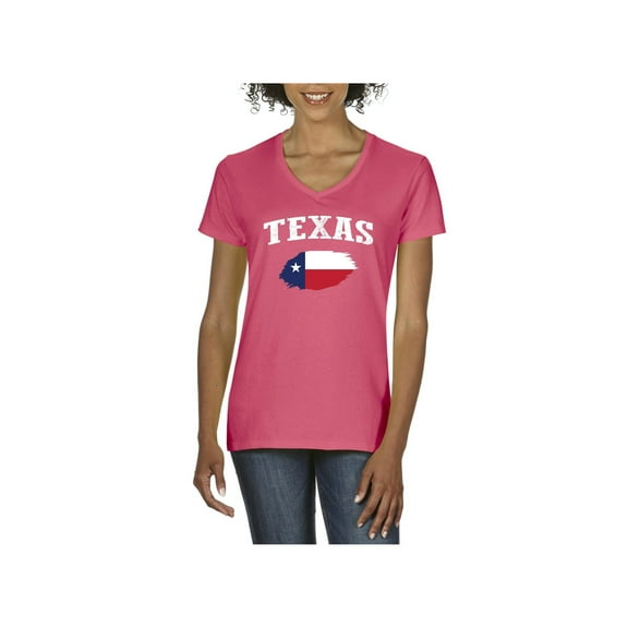 Women's T-Shirt V-Neck Short Sleeve - Texas Flag