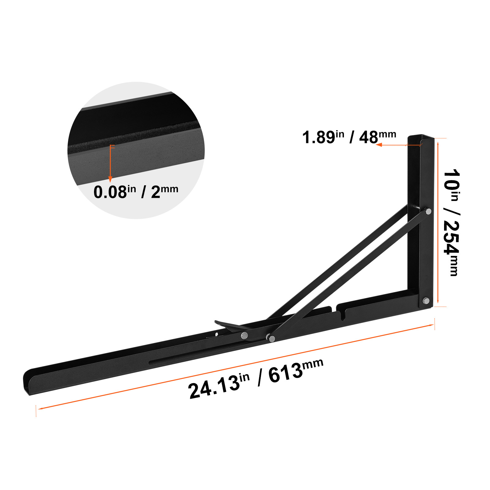 KFFKFF 24in Folding Shelf Brackets, Heavy-Duty Iron photo 8