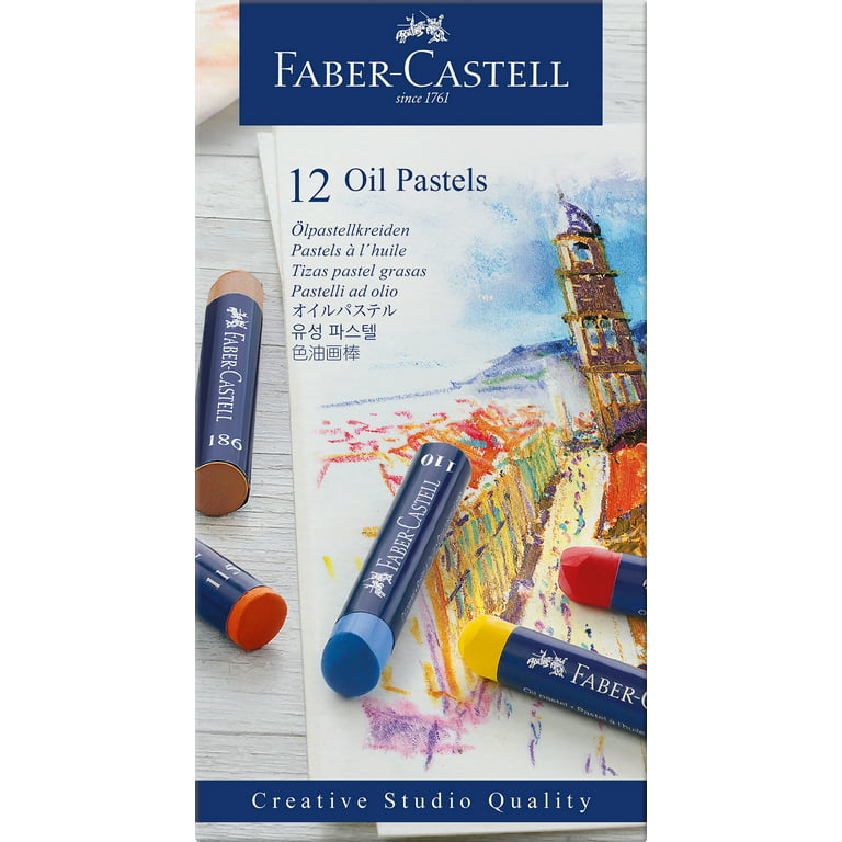  Faber-Castell Blendable Oil Pastels In Durable Storage Case- 12  Vibrant Colors - Non-Toxic Pastels for Kids : Arts, Crafts & Sewing