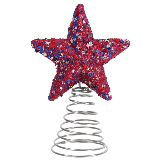 Adorno de árbol de estrellas del Día de la Independencia | Diseño brillante de cinco puntas | Ligero y fácil de configurar | Decoración de interiores y exteriores | Decoración de la fiesta patriótica