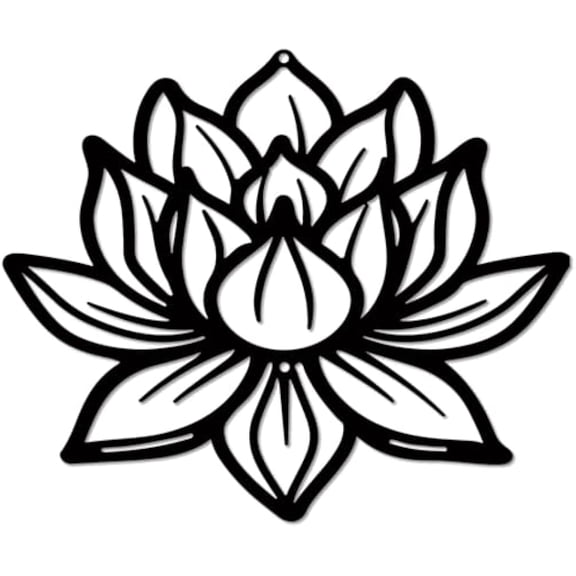 1 pc Lotus Wall Art Black Flower Wall Decor Hollow Out Metal Decorative Iron Floral Signs Plaque Hanging Wall Silhouette for Bedroom Bathroom Kitchen Garden Hotel Decorations 11.8 x 9.8 Inch