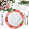 thumbnail image 4 of Ryvnso Strawberry Pattern Round Plate Mats Dining Table Placemat Set of 4 for Holiday Decoration, 4 of 7