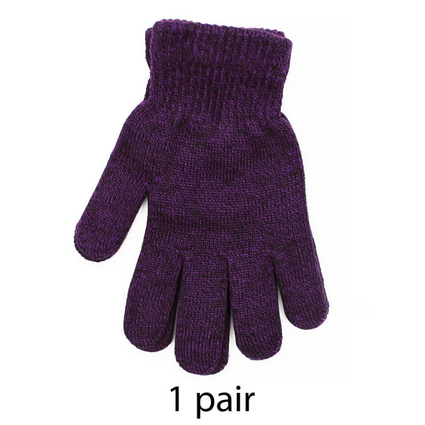Pair of Womens Winter Knit Gloves Warm Soft Stretch Full Finger Mittens