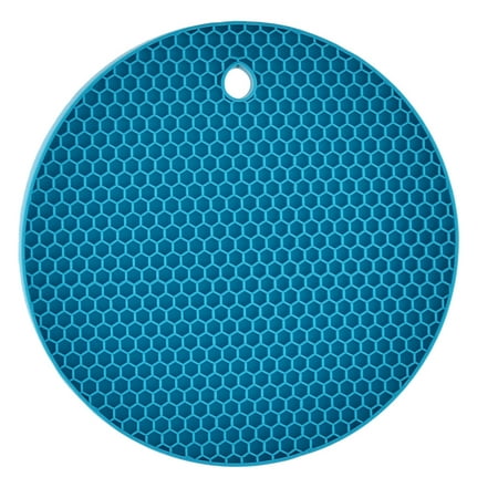 Kitchen Table Round Shaped Nonslip Heat Insulated Pot Mat Pad Holder Teal Blue