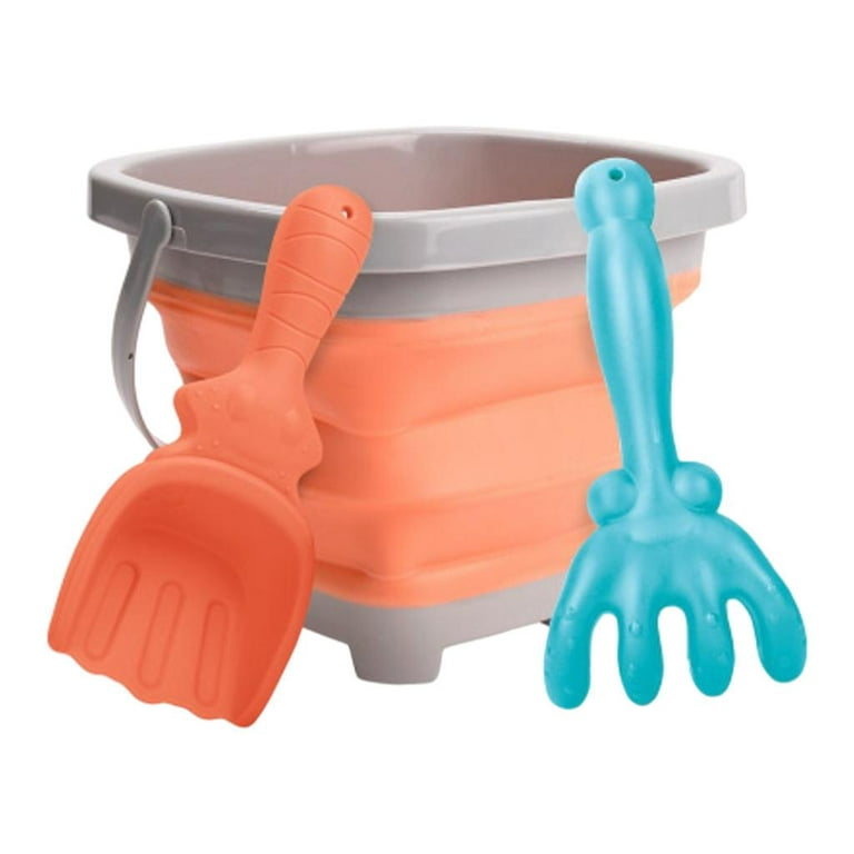 3pcs Collapsible Beach Toy Buckets with Shovels
