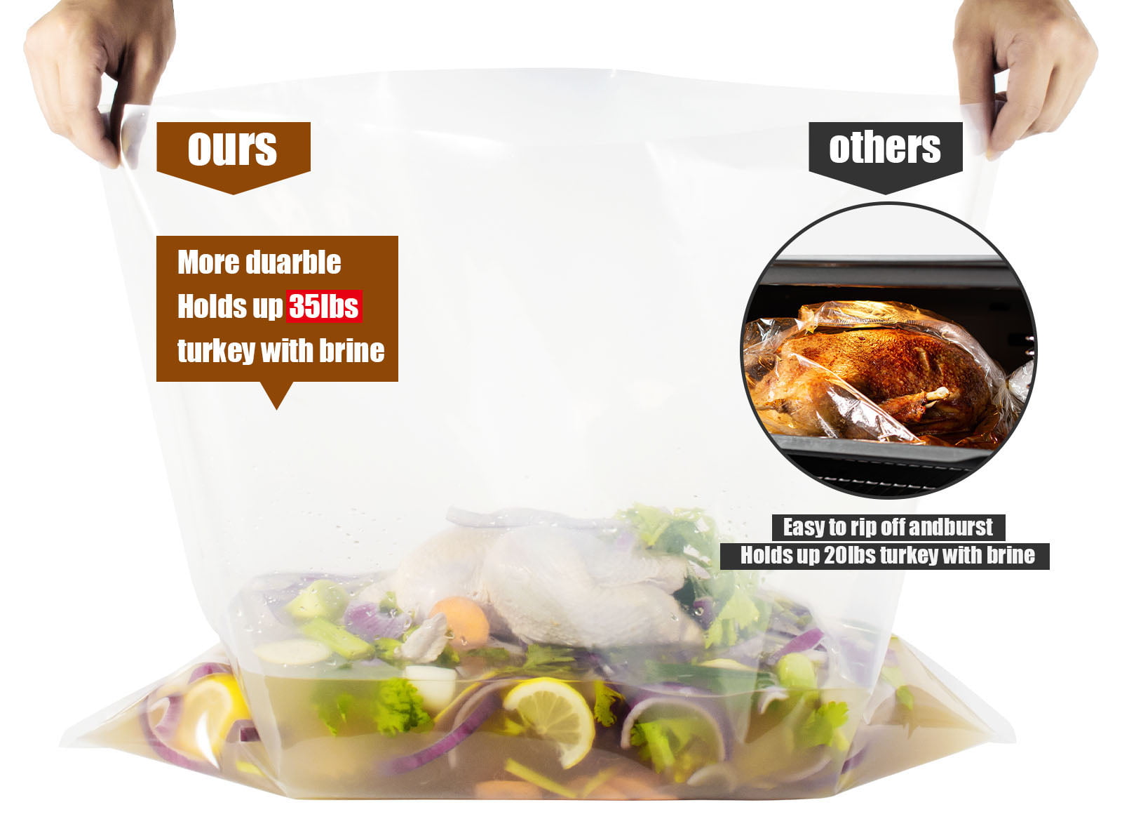 Brine Bags for Turkey, 3 Pack, 26×22, Extra Large Brining Bag