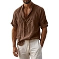 thumbnail image 3 of Guluxicc Men's Cotton Shirts Collared Short Sleeve Beach Vacation Tops for Everyday Wear Spring Summer Casual Outfits, 3 of 8