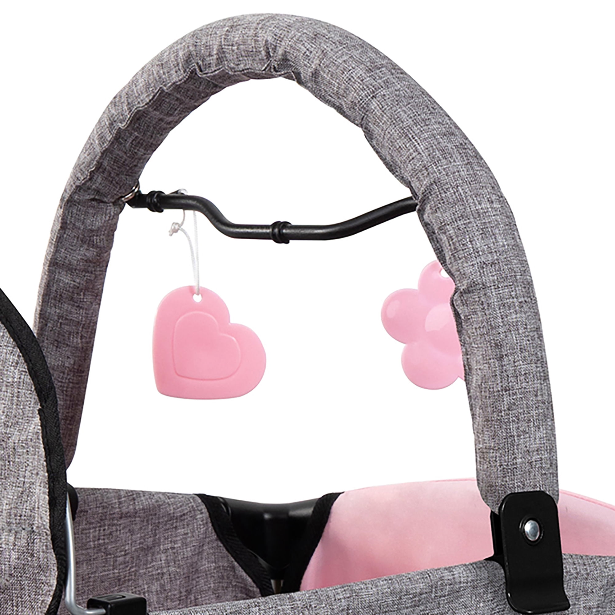 Bayer Design: Doll Multi-Bed - Grey-Pink-Butterfly - Sleep Playpen, Built-In Feeding Highchair, Pillow-Blanket, Care Center Fits 18" Dolls, Kids 3+