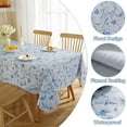 thumbnail image 3 of Spring Summer Vinyl Tablecloth With Flannel Backing 60 X 120 Inch, Floral Waterproof Heat Resistant Plastic Tablecloth, Heavy Duty French Table Cover for Dining, Party, Indoor, Outdoor, Blue, 3 of 5