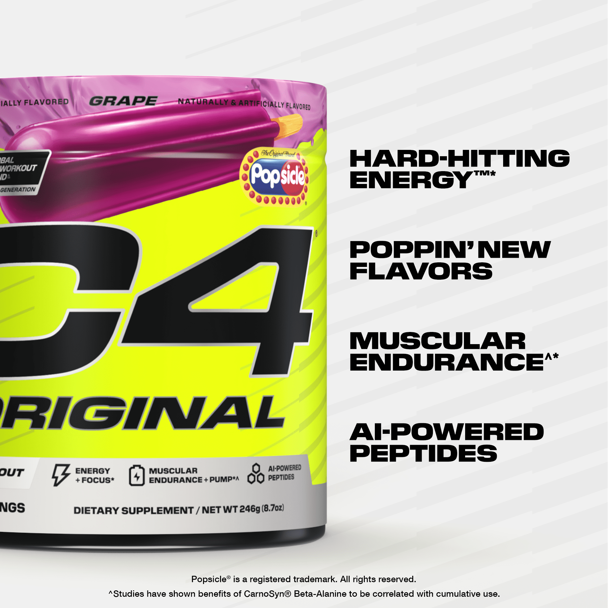 C4 Original Pre-Workout Powder, Grape Popsicle Flavor, 30 Servings
