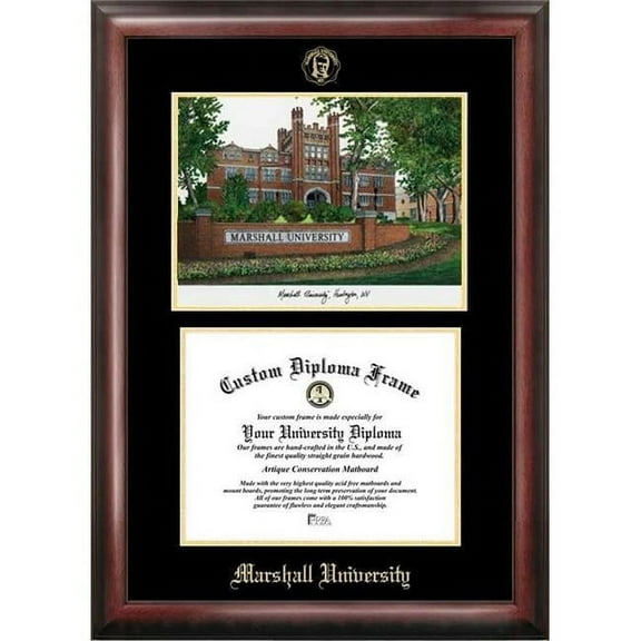 Campus Images WV999LGED Marshall UniversityGold embossed diploma frame with Campus Images lithograph
