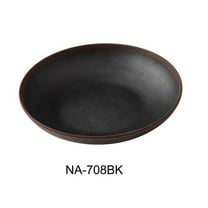 Yanco NA-708BK Nature Art 8 x 1.5 in. Salad & Soup Bowl, Black - 20 oz - Melamine - Pack of 36