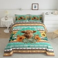 thumbnail image 2 of jejeloiu Cute Highland Cattle Bedding Comforter Set,Rustic Farmhouse Cabin Twin Comforter Sets,Boho Aztec Geometric Bedding Set For Kids,Luxury Bedroom Decor Reversible,2 Pieces, 2 of 8