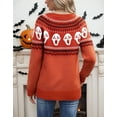 thumbnail image 3 of Halloween Sweaters for Women 2024 Ghost Print Pullover Sweater Casual Loose Knitted Crewneck Orange Sweaters Shermie, 3 of 6