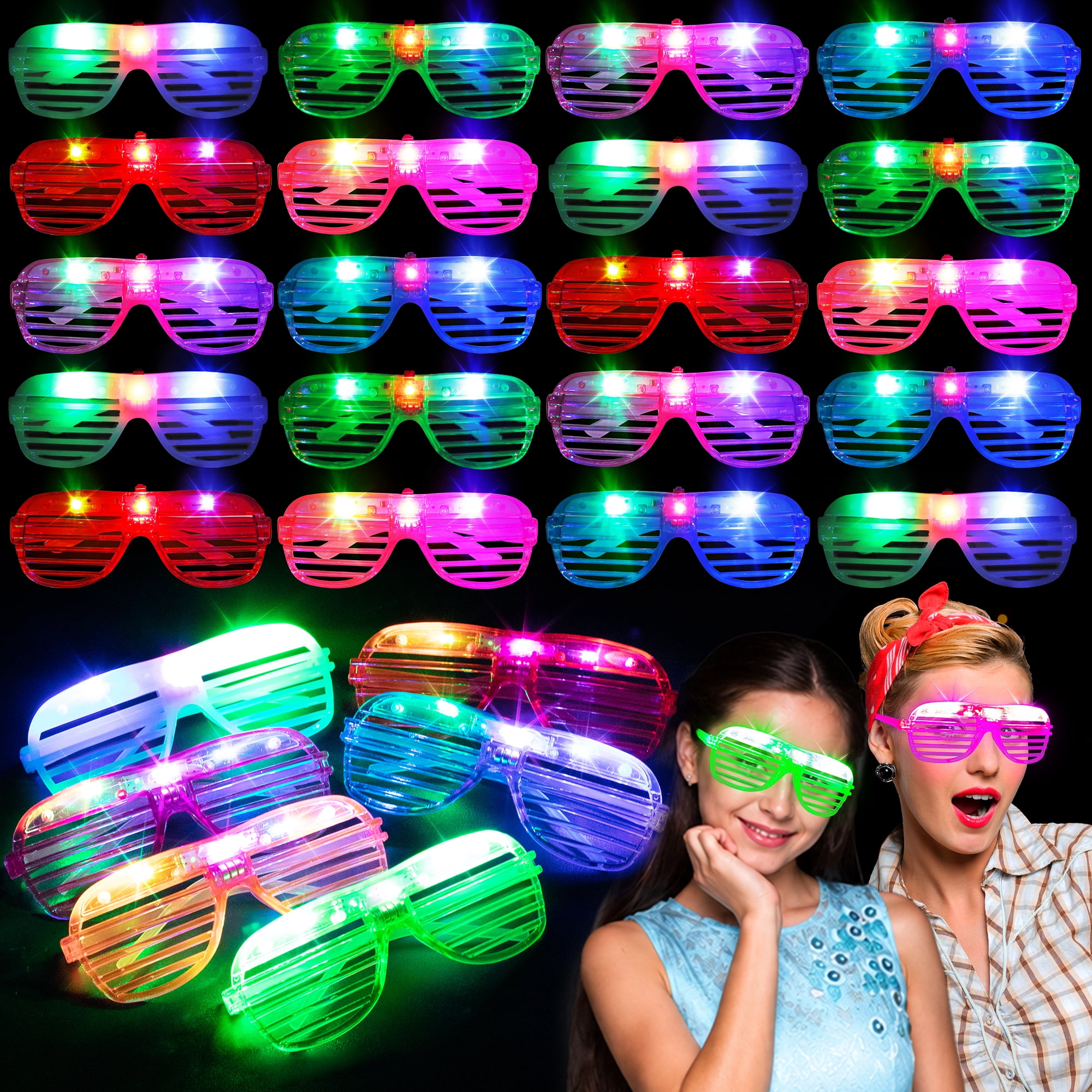 20 Pack LED Glasses Dance Party Favors Light up Glasses, Glow In The Dark Party Supplies Accessories for Adult,New Years Eve Party Supplies 2026 Neon glasses Birthday Party Favors