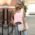 thumbnail image 2 of Playeras,Blusas y Tops,Ropa para Mujer Las mujeres camisetas sin mangas Verano doblado hueco cuello cuadrado sin mangas cola de golondrina chaleco camiseta mujer (C, S), 2 of 7