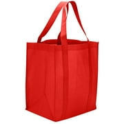MCB  Reusable Reinforced Handle Grocery Tote Bag Large (10 pack) Red