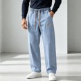 thumbnail image 4 of MYAOYI Mens Comfort Fit Jeans Drawstring Loose Denim Trousers, 4 of 7