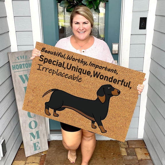 Coir Mat Door Mat Outdoor Mat for Entryway Outside Yard Home Decoration Door Mat - Novelty Designs Welcome Doormats Dachshund Coco Coir Outdoor Mat Natural Coir Doormat with Non-Slip Backing Sale