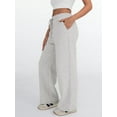 thumbnail image 5 of Womens Wide Leg Sweatpants High Waisted Baggy Lounge Pants Drawstring Flared Joggers with Pockets Light Gray XL, 5 of 7