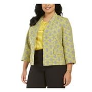 Kasper Women's Plus Jacquard Plaid Jacket Medium Yellow Size 20W