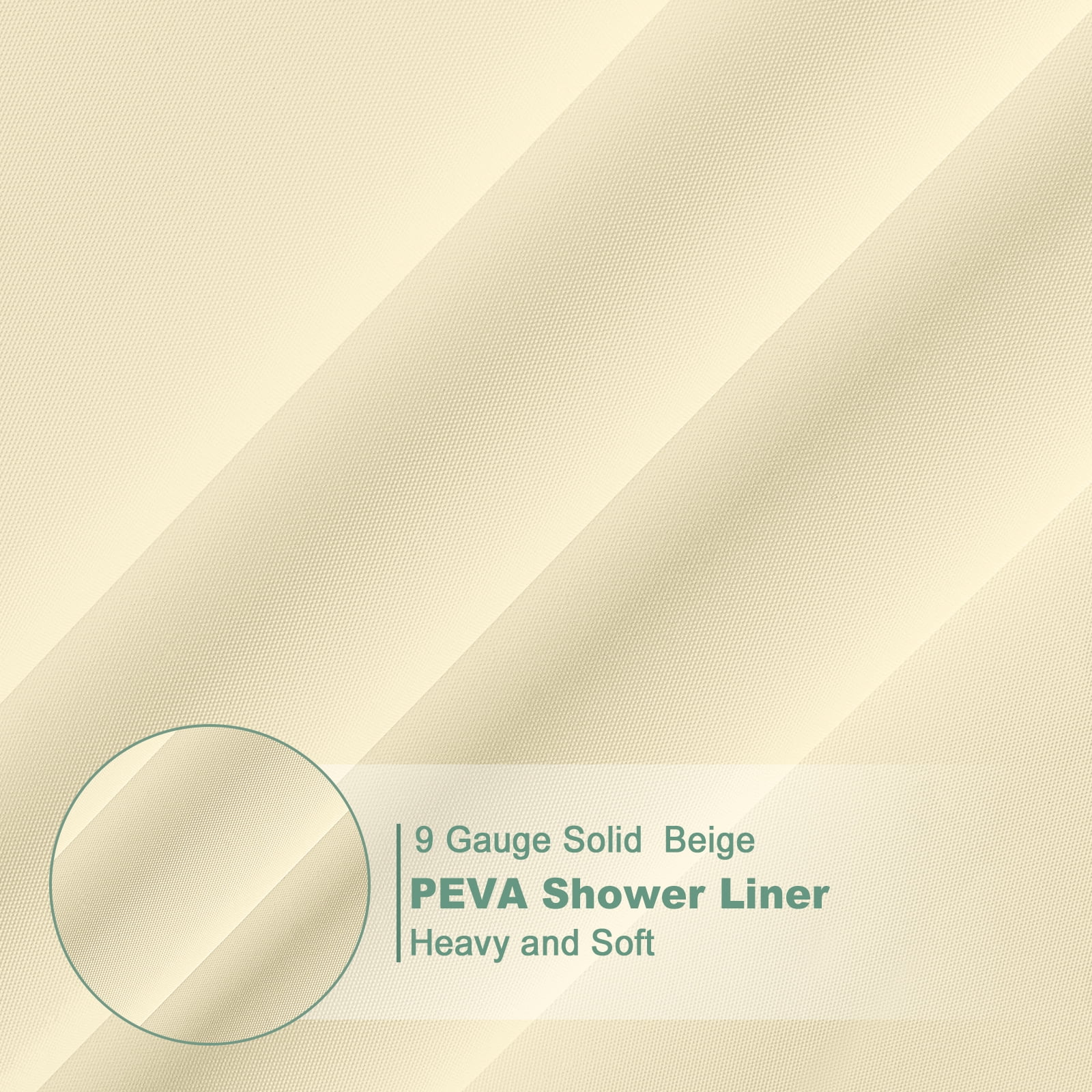 Inosoo Solid Beige PEVA Plastic Shower Curtain Liner, 72"x 72" Heavy Duty Waterproof Shower Liner for Bathroom, Mold and Mildew Resistant
